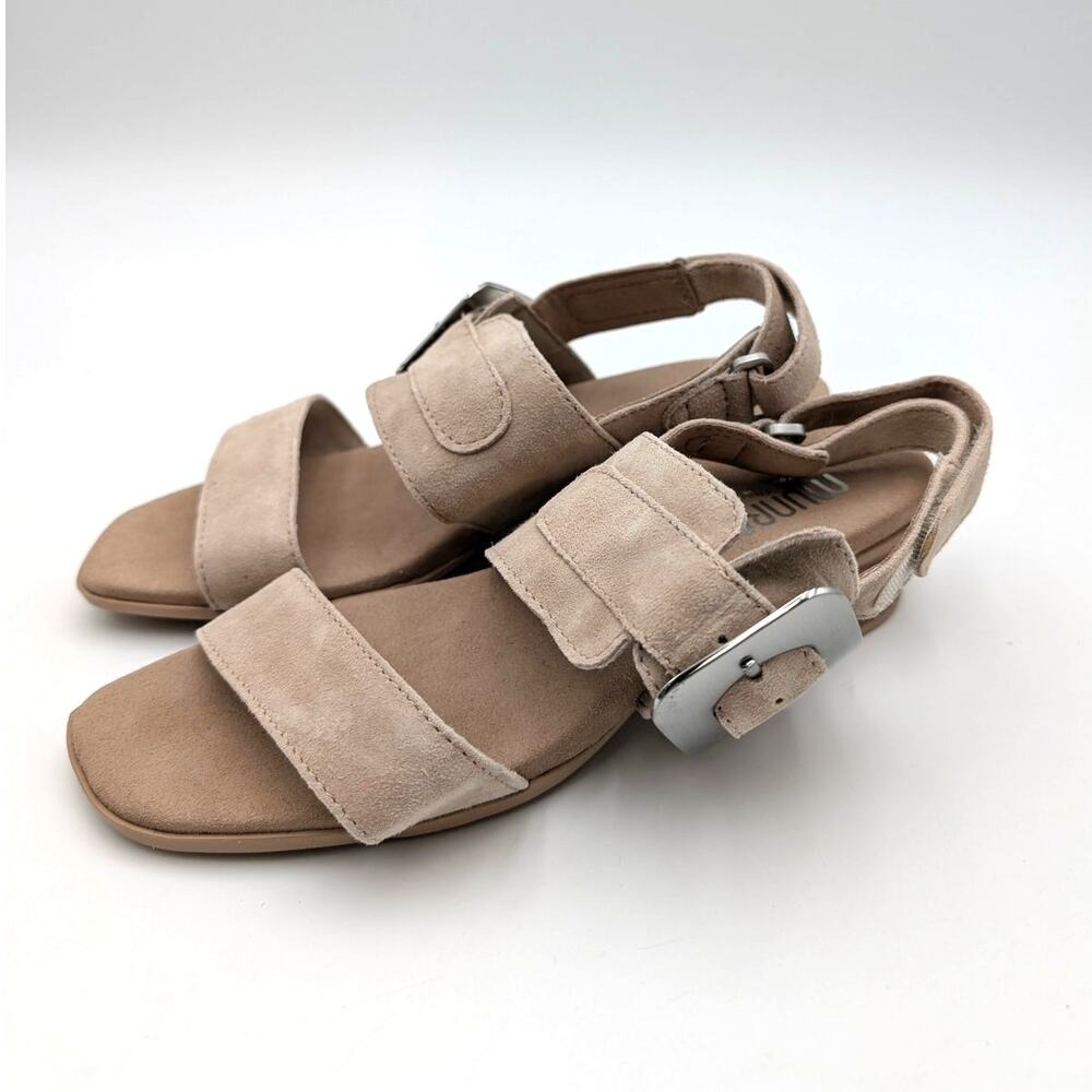 Munro Ashlin Slingback Block Heel Sandal Women's Beige Suede Size US6.5W EU37.5
